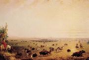 Miller, Alfred Jacob Surround of Buffalo by Indians Spain oil painting artist